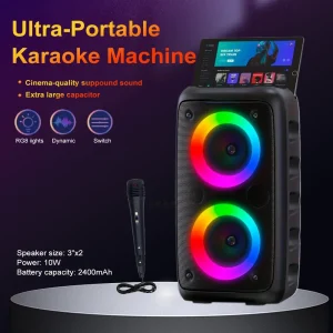 Portable Bluetooth Karaoke Speaker  RGB Lights