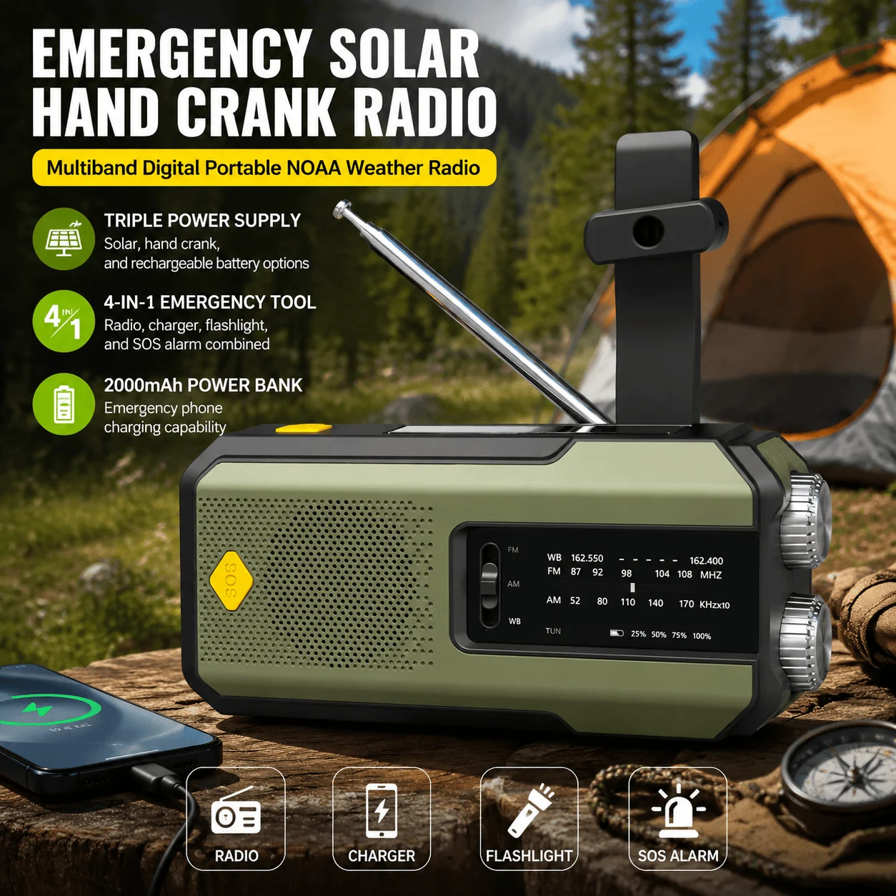 Emergency Solar AM/FM  Weather Digital Radio - Image 1