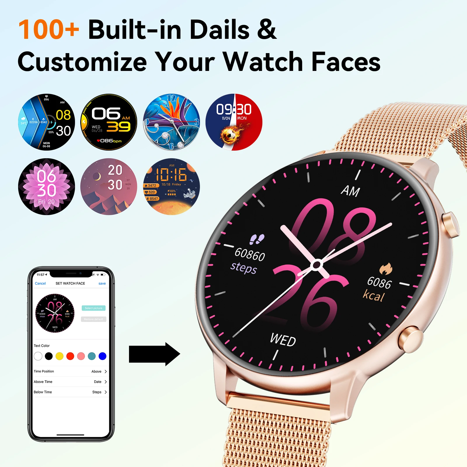 Women Rose Gold SmartWatch - Image 3