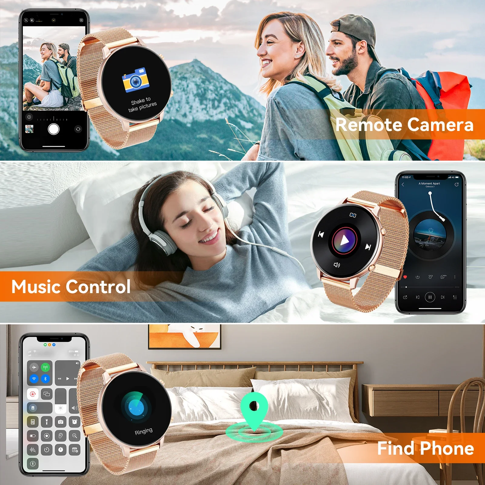 Women Rose Gold SmartWatch - Image 5