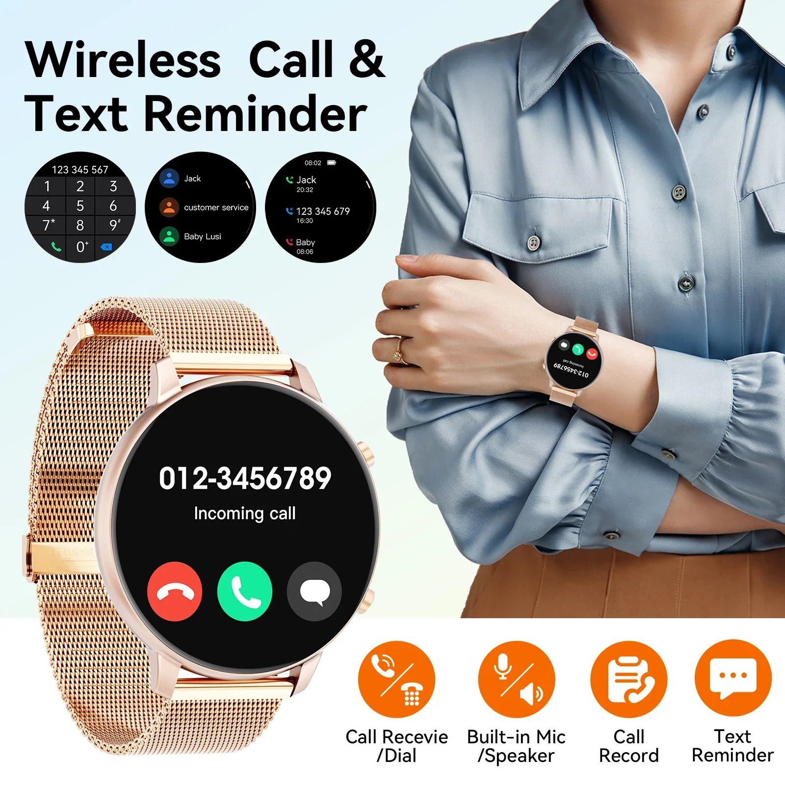 Women Rose Gold SmartWatch - Image 4