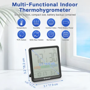 Indoor Hygrometer, Desktop Digital Thermometer - Thumbnail Image 2